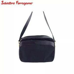 Salvatore Ferragamo Shoulder Bag Canvas x Leather Authentic Used